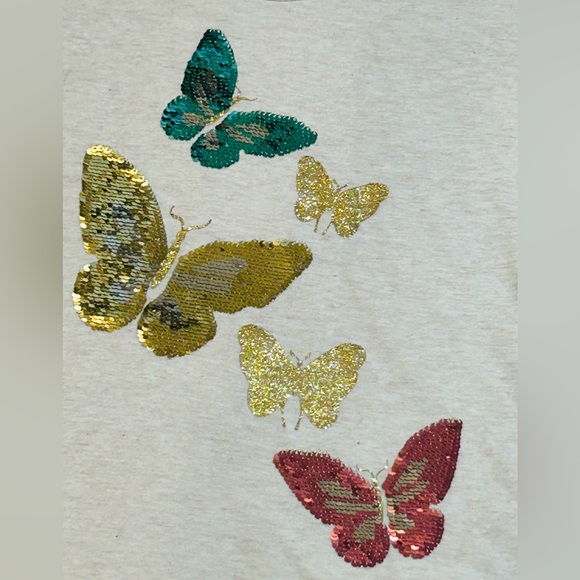 NEW Set of 2 Long Sleeve Shirts size 10/12 Medium Butterflies & Holiday Flamingo - Picture 8 of 16